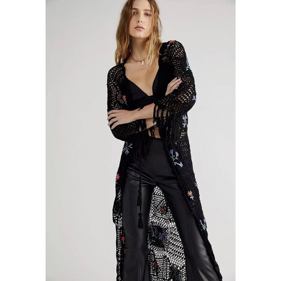 New Free People Hydrangea Crochet Kimono Size XS $315
